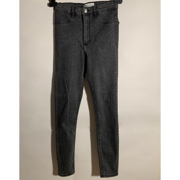 Zara High Rise Skinny Jeans in Grey Sz 4 - Picture 4 of 9